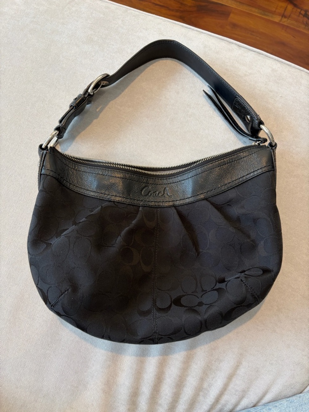 Coach Black Signature Crescent Hobo Bag - Picture 10 of 10